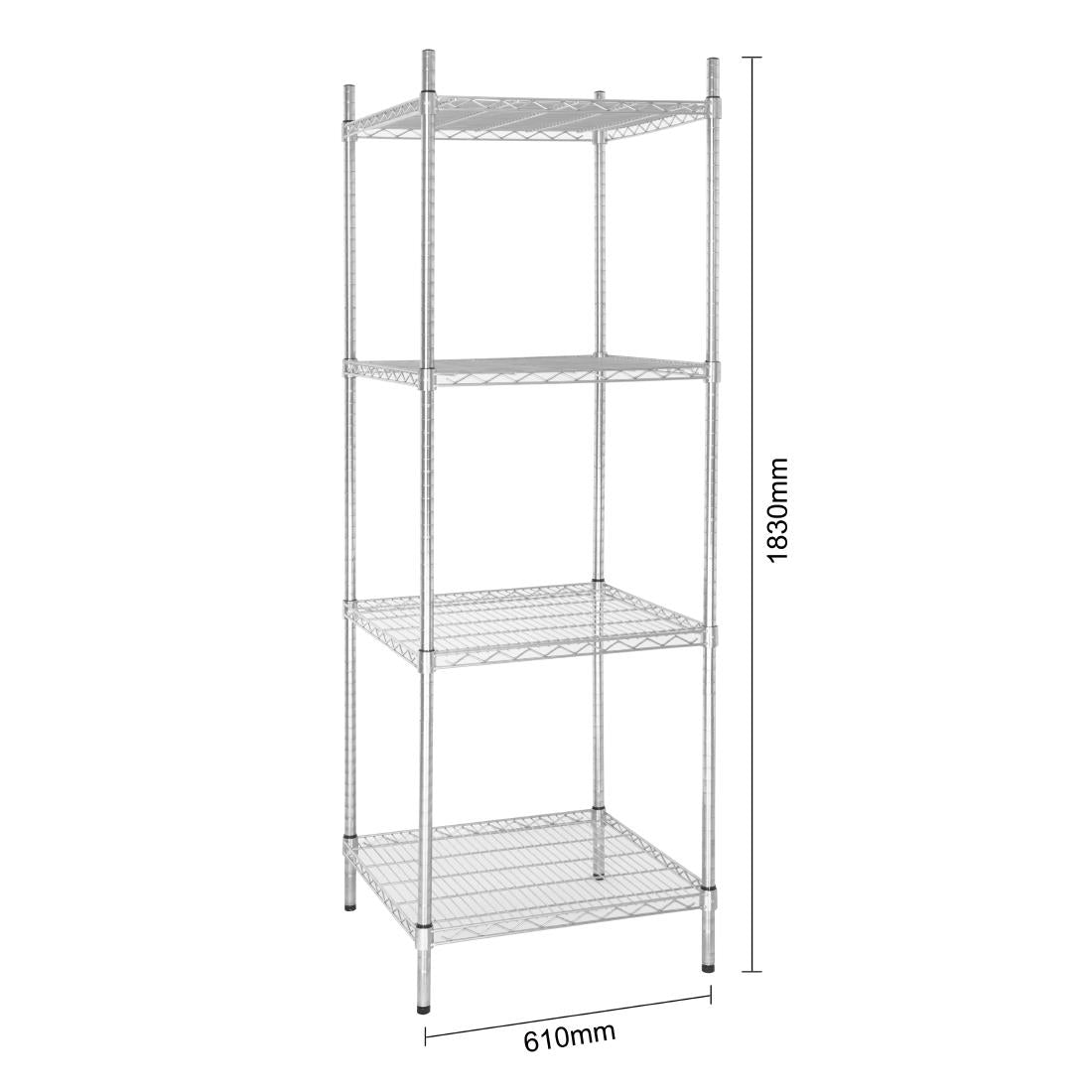 Vogue 4 Tier Wire Shelving Kit 610x610mm - U884