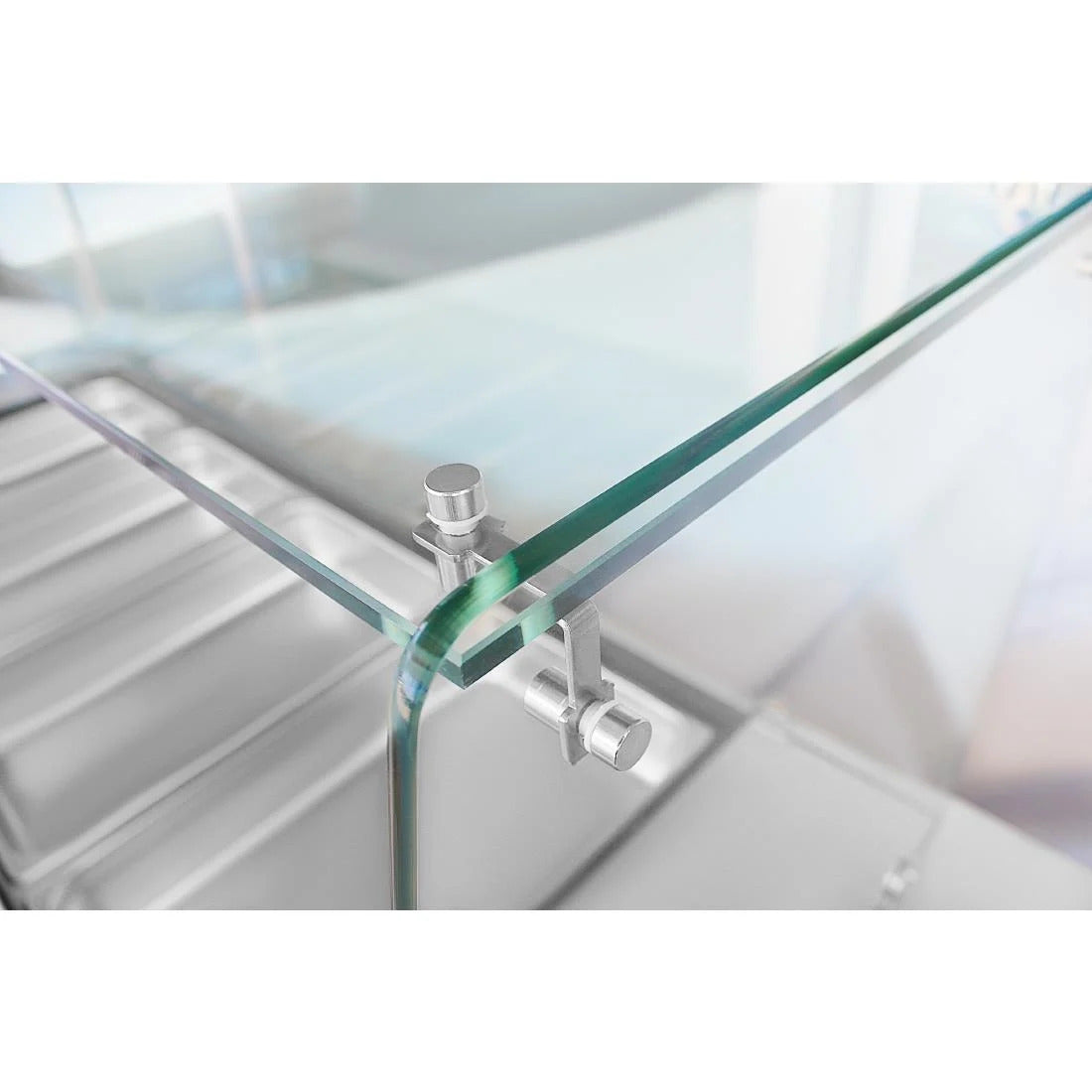 Polar U-Series GN Saladette Counter with Square Sneeze Guard 4 Door - UA019-A