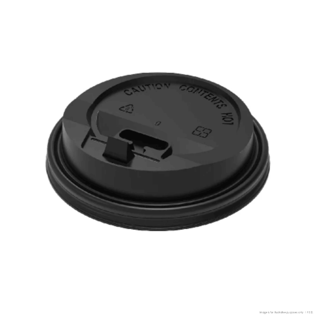 PakMax BLACK 90mm PS Plastic Coffee Cup Sip Through Lid - PSSL-90BK-LID