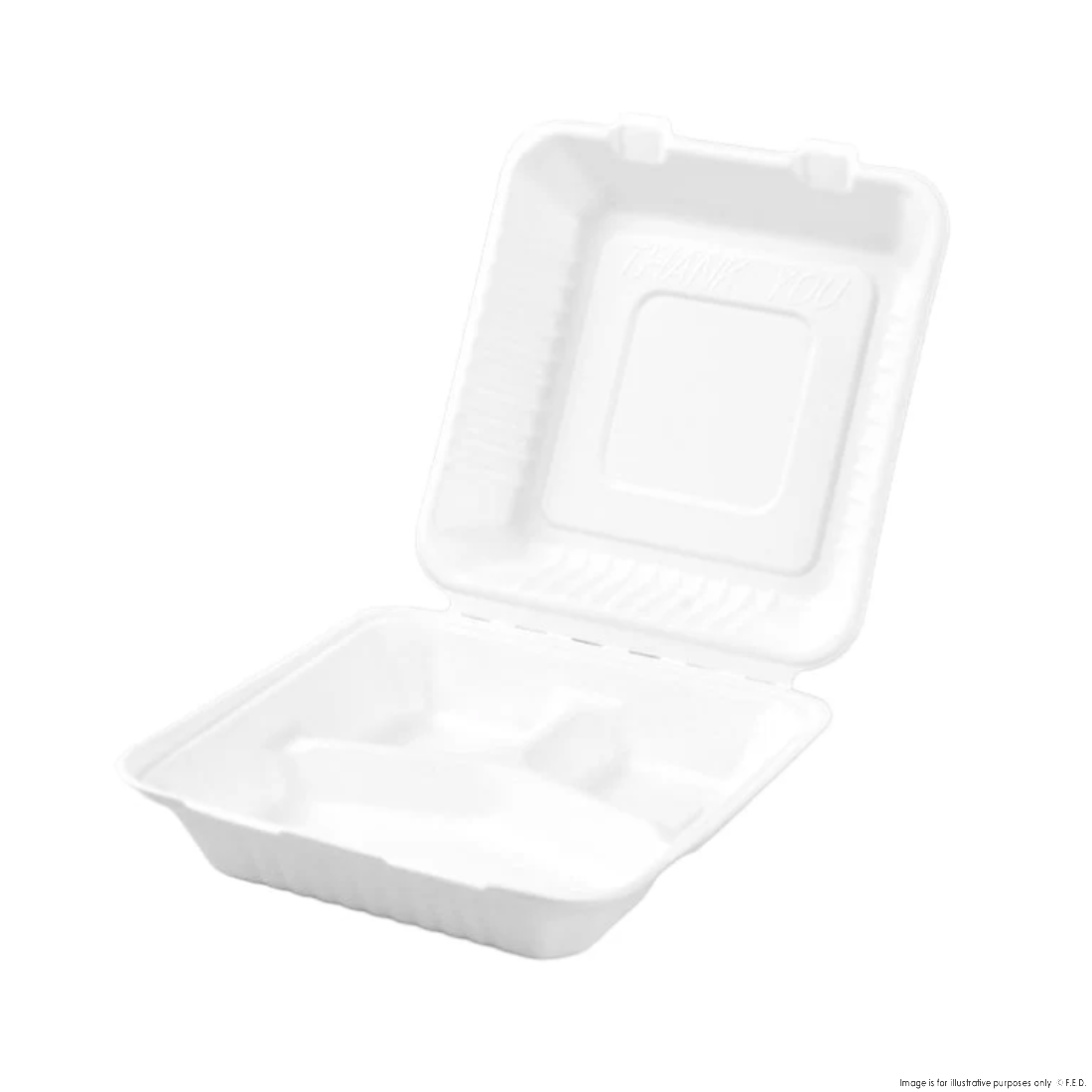 PakMax 9*9" Sugarcane Clamshell 3-Compartment - CS-993