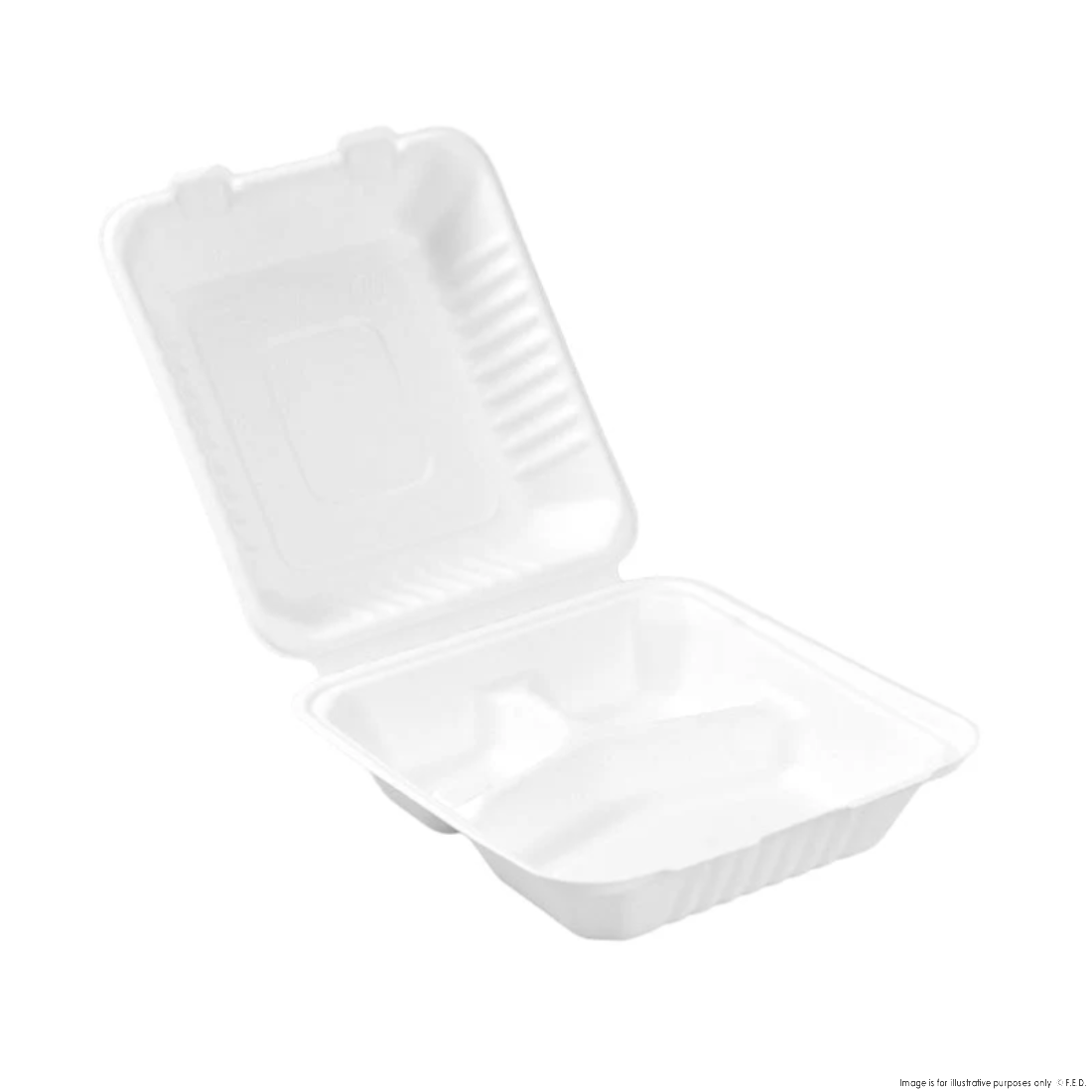 PakMax 8" Sugarcane Clamshell 3-Compartment - CS-883