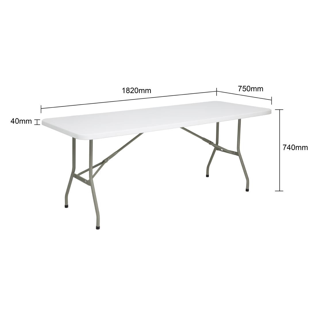 Bolero Rectangular Folding Table 6ft White - UU579