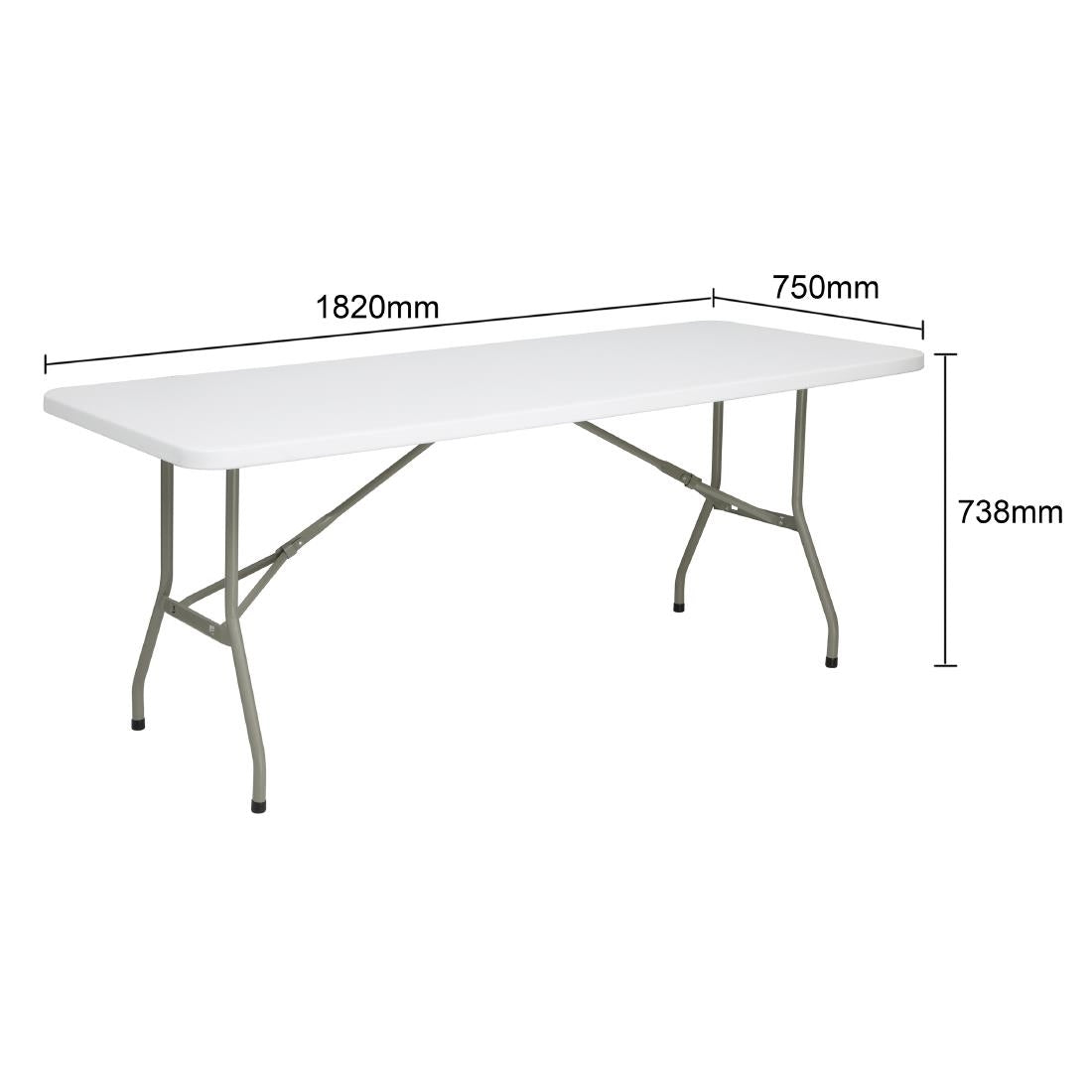 Bolero Rectangular Folding Table 6ft White - UU579