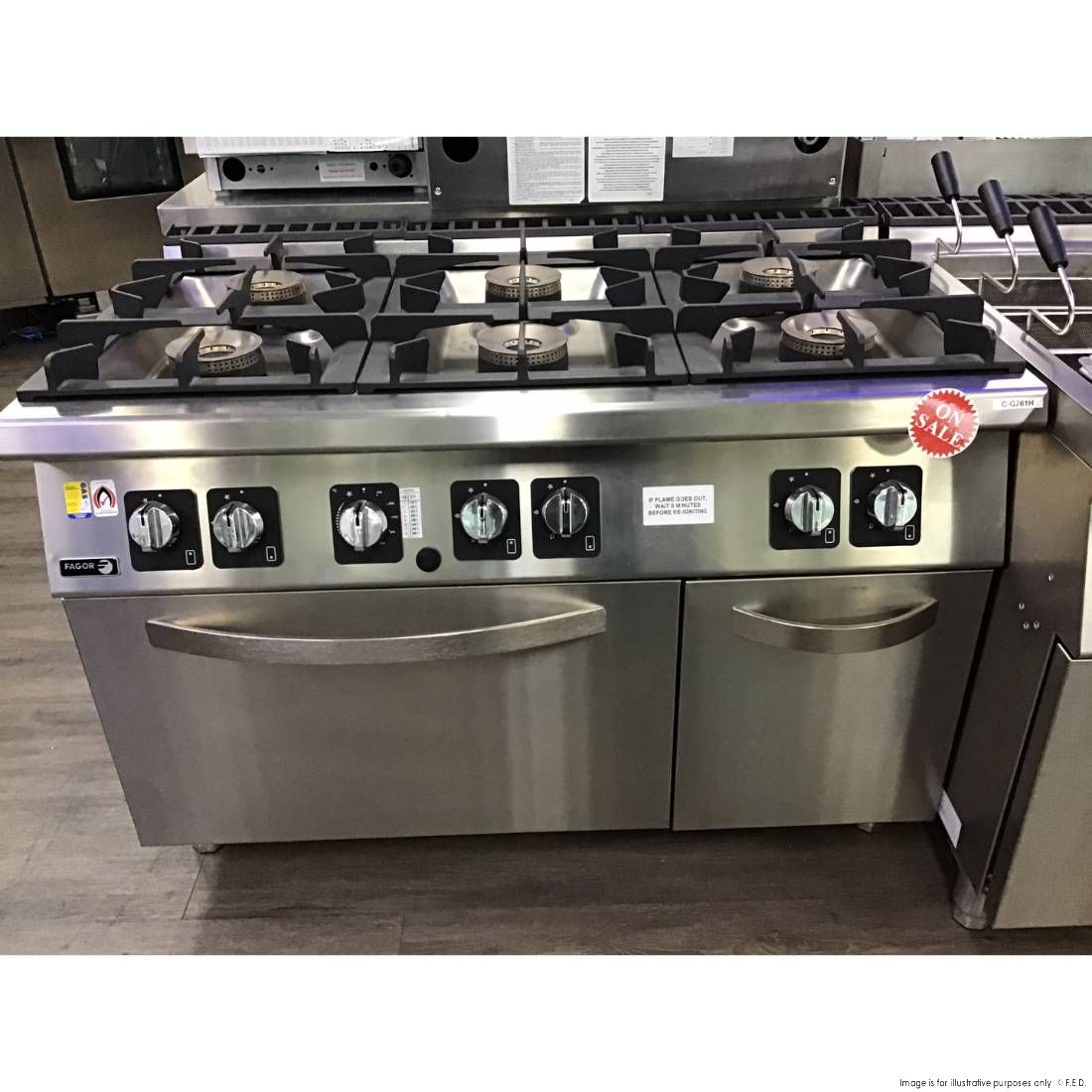 CLEARANCE - Fagor Kore 700 Series 6 Burner Gas Range with Gas Oven - C-G761H-VIC937