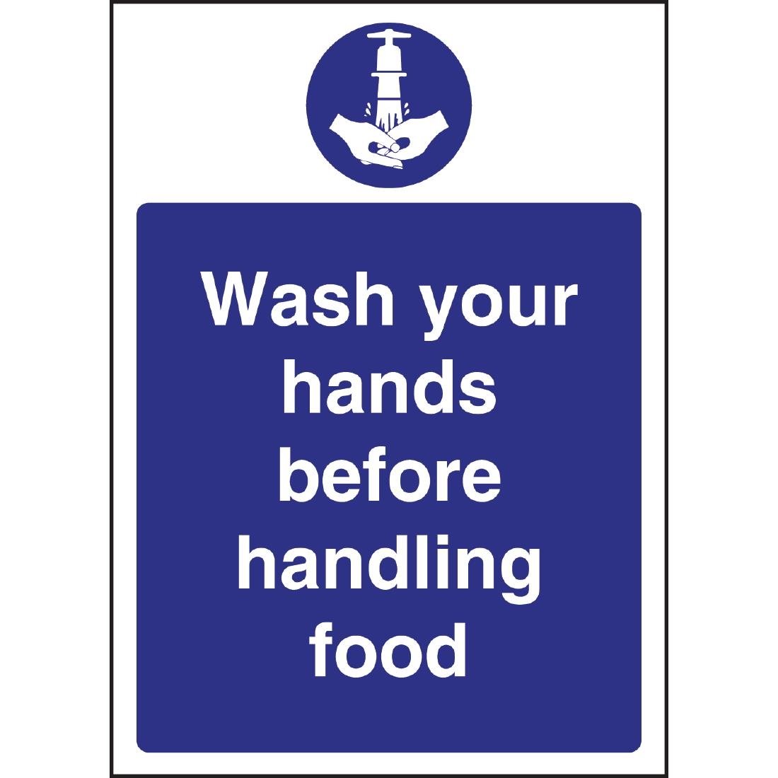 Vogue Wash Hands Before Handling Food Sign - W110
