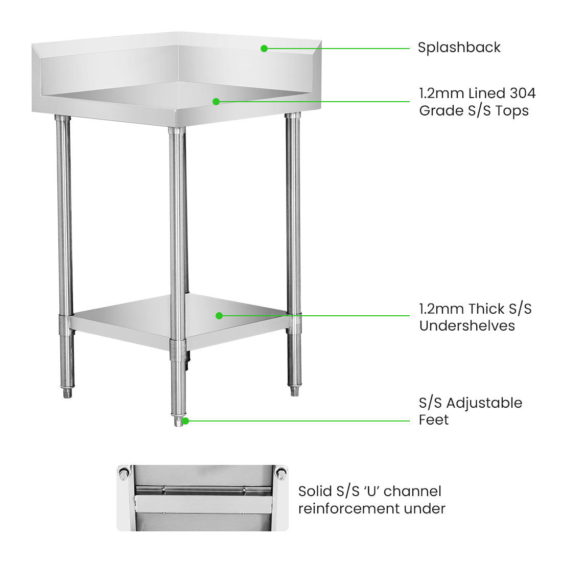 Modular Systems Corner Workbench With 150mm Splashback & Undershelf WBCB6-0600/A