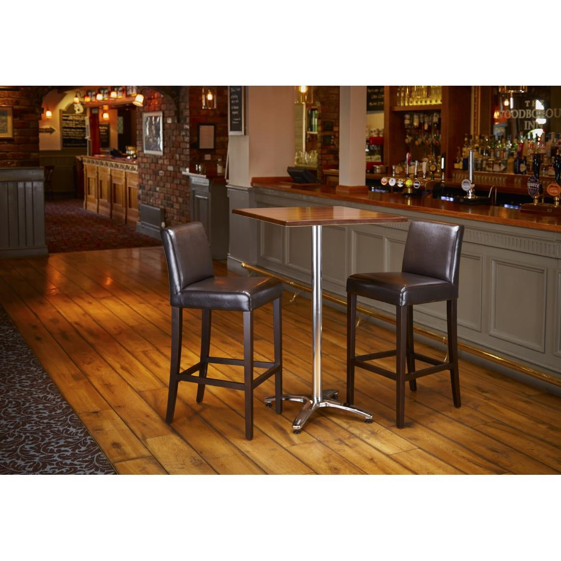 Bolero Dark Brown Faux Leather Wooden Bar Stool - GG652