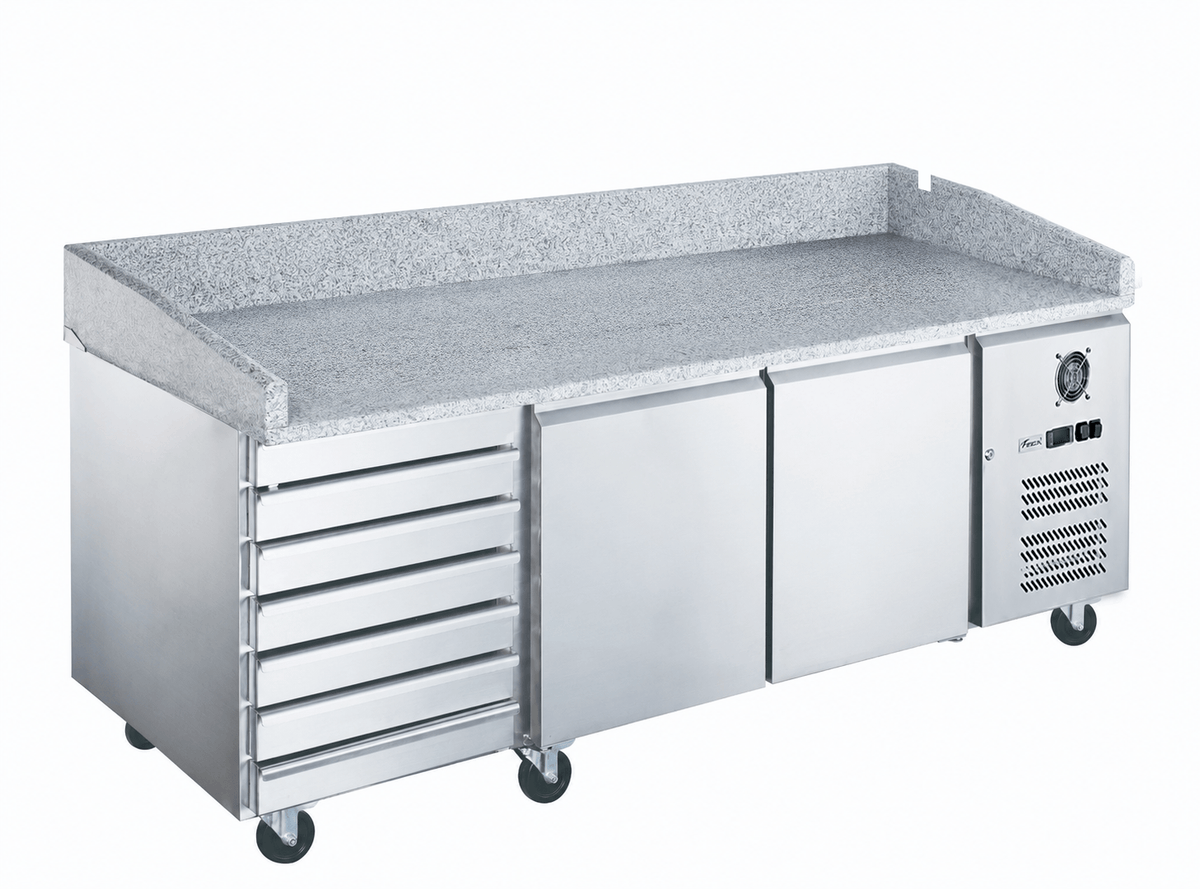 FED-X 2 Door 7 Drawer Marble Top Pizza Make-Up Bench 2020mm - XPZ3600TND