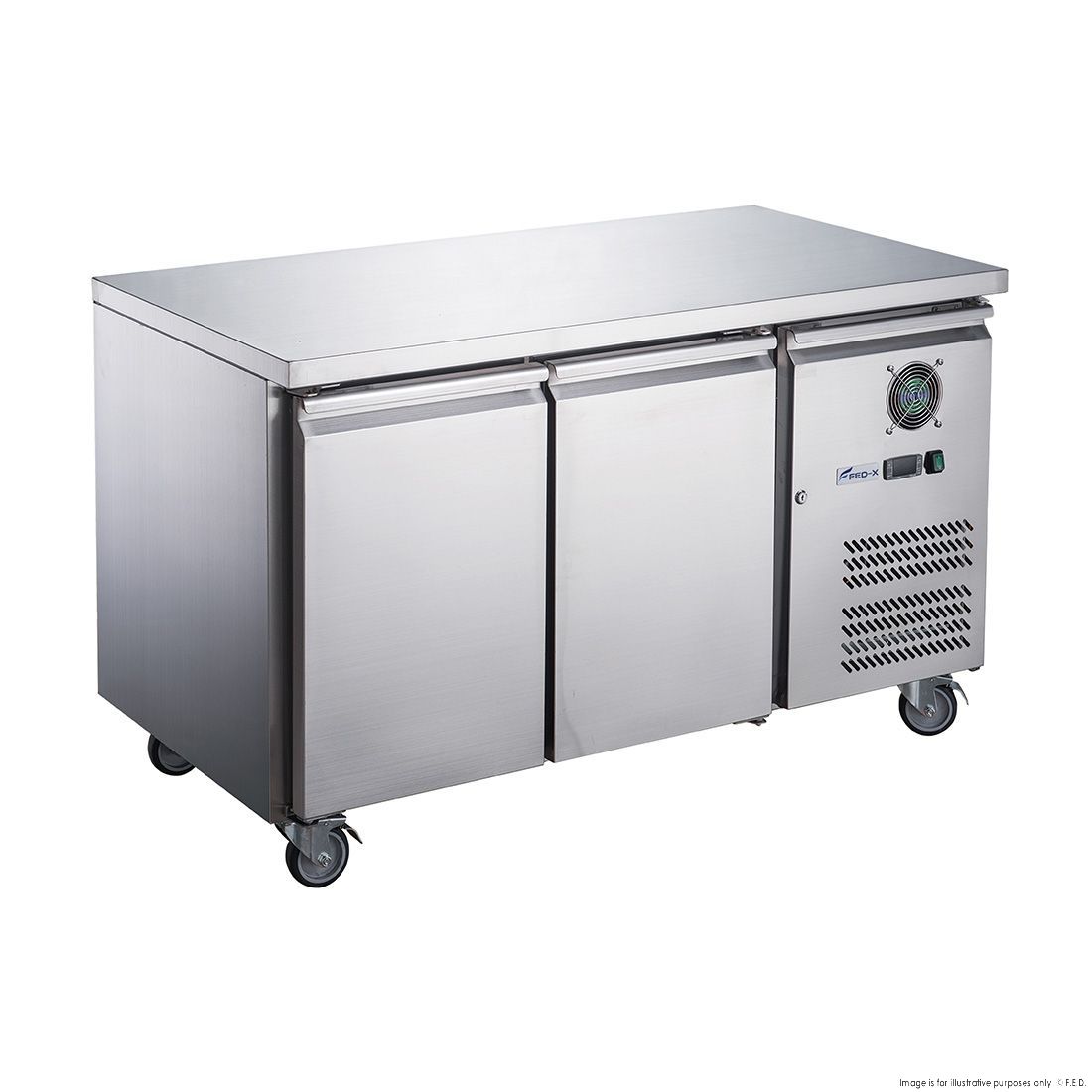 CLEARANCE - FED-X S/S Two Door Bench Fridge - XUB6C13S2V-VIC908