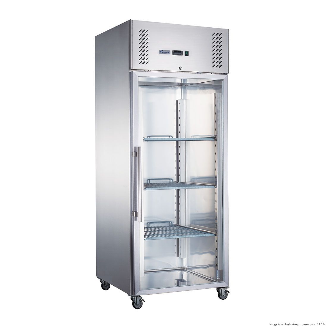 2NDs: FED-X S/S Full Glass Door Upright Freezer - XURF600G1V-QLD340