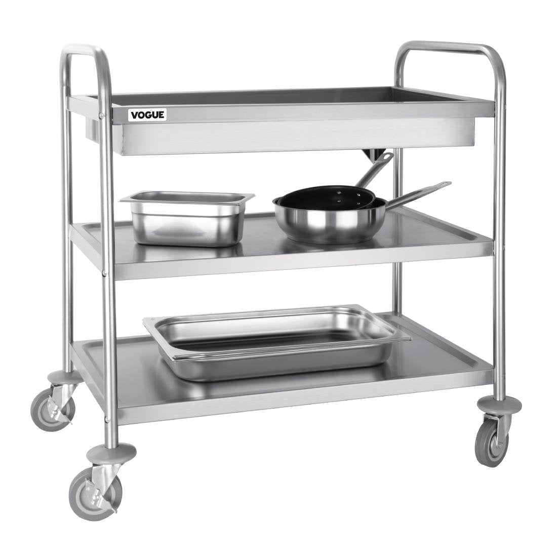 Vogue Stainless Steel 3 Tier Deep Tray Clearing Trolley - CC365