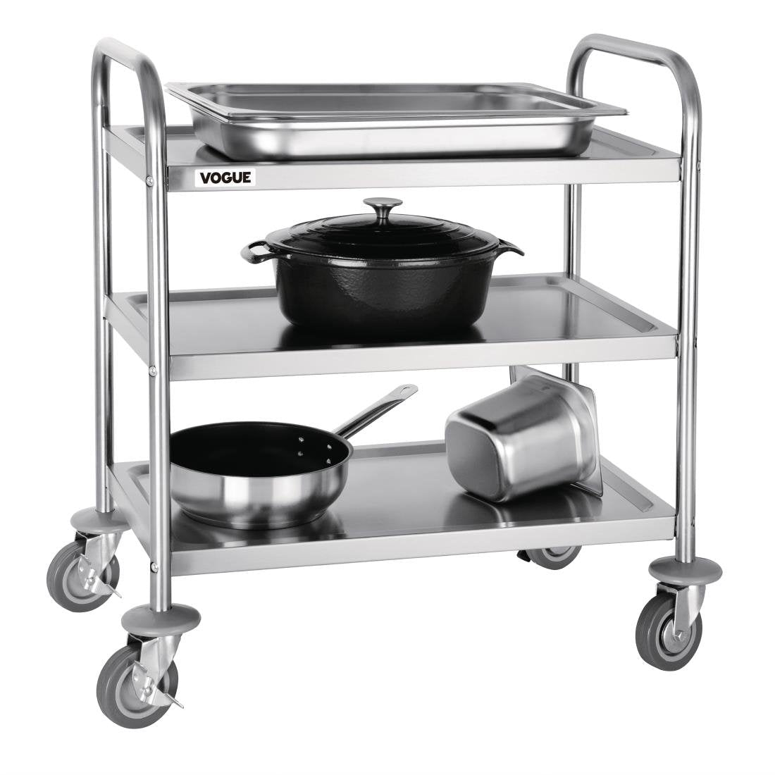 Vogue Stainless Steel 3 Tier Clearing Trolley Small - F993