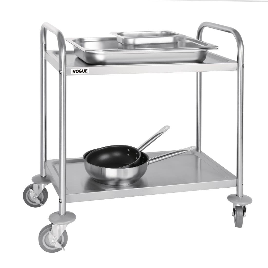 Vogue Stainless Steel 2 Tier Clearing Trolley Small - F996