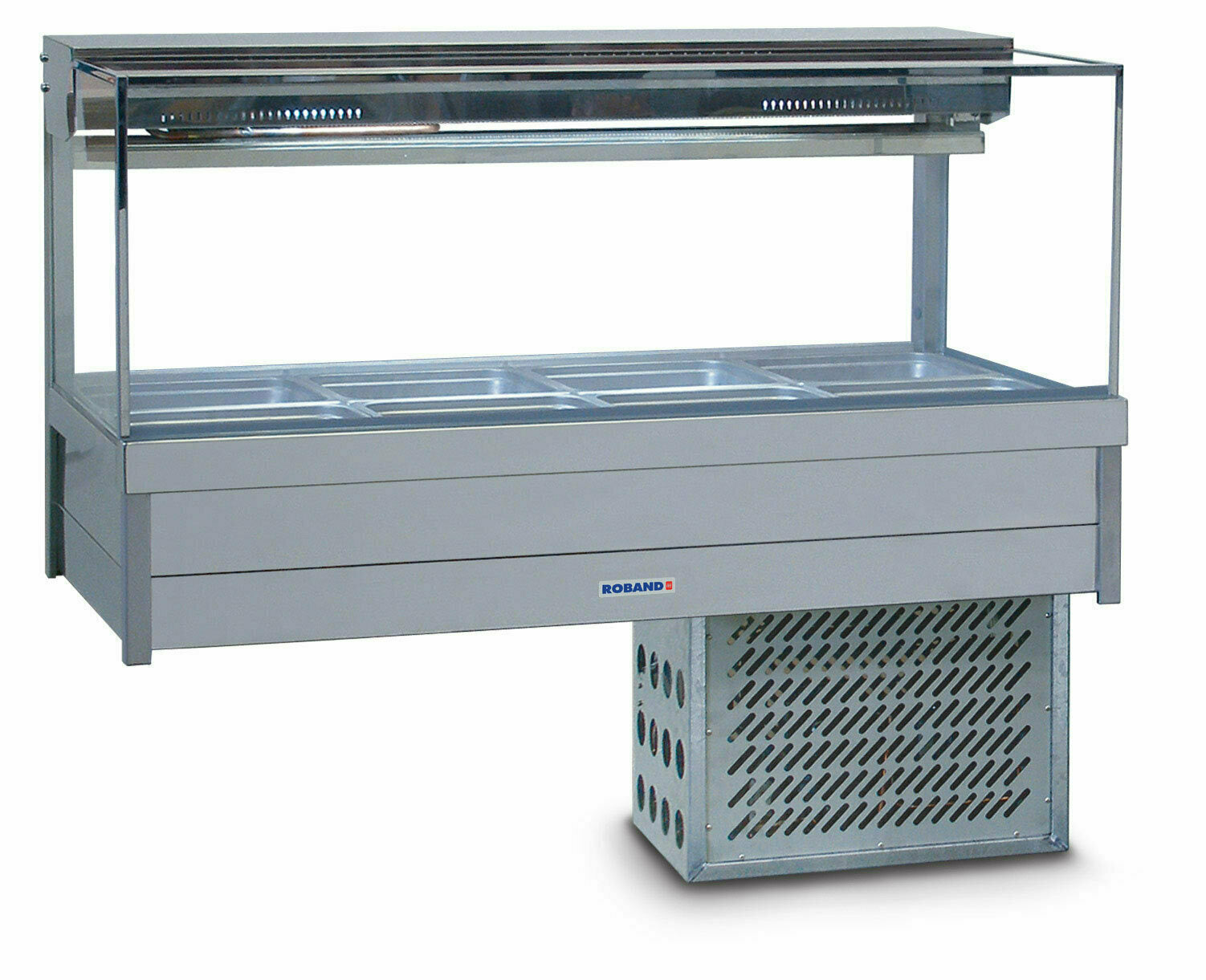 Roband Square Glass Refrigerated Display Bar, 8 pans - SRX24RD