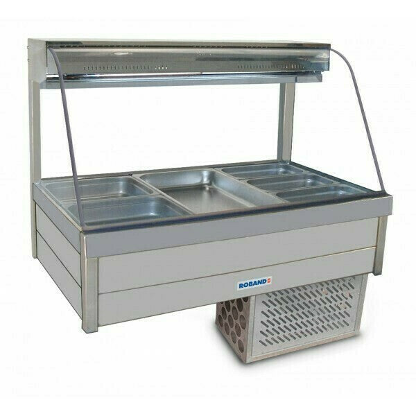 Roband Curved Glass Refrigerated Display Bar 6 pans - Piped and Foamed only (no motor) - CFX23RD