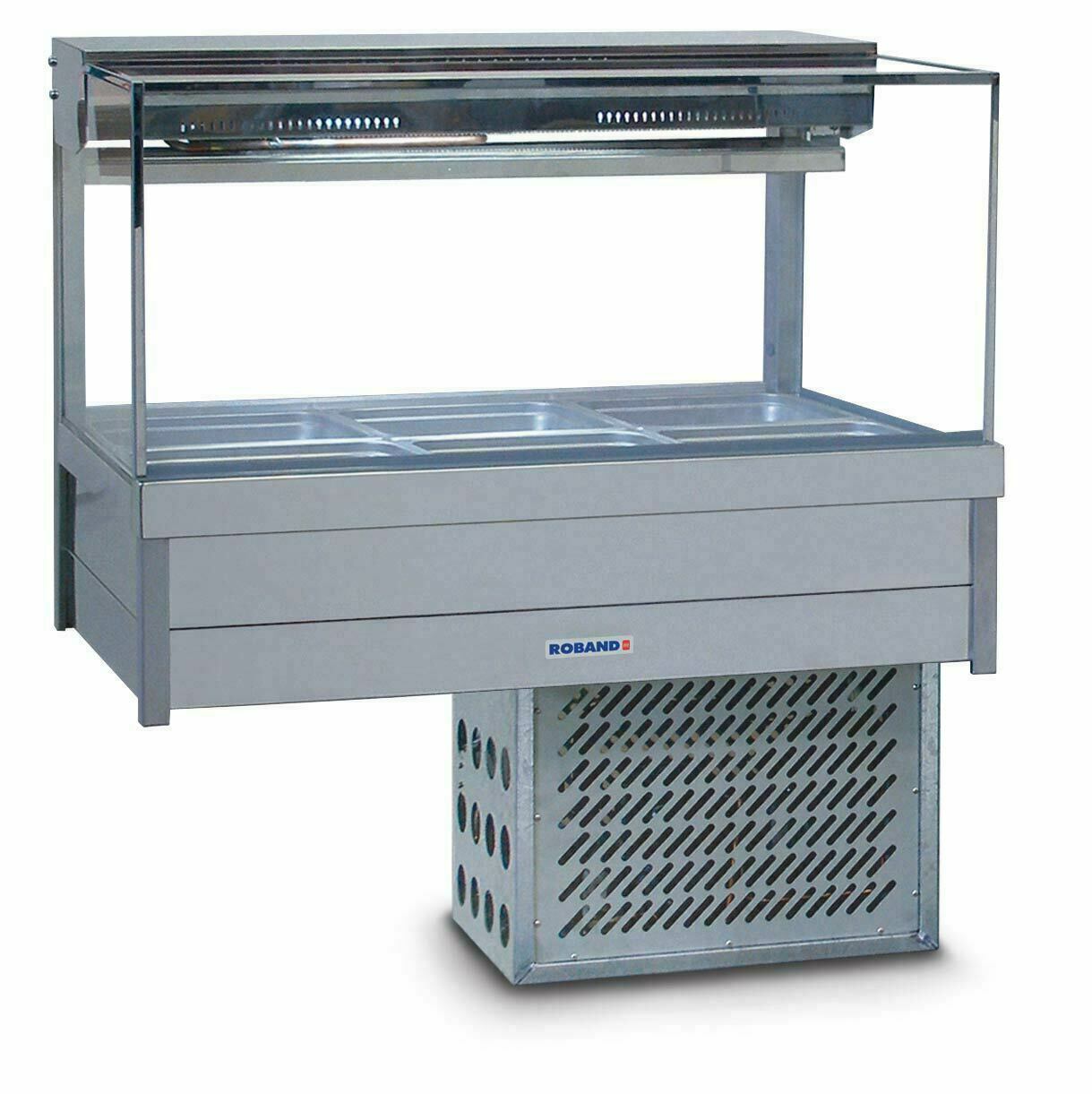 Roband Square Glass Refrigerated Display Bar 6 pans - Piped and Foamed only (no motor) - SFX23RD