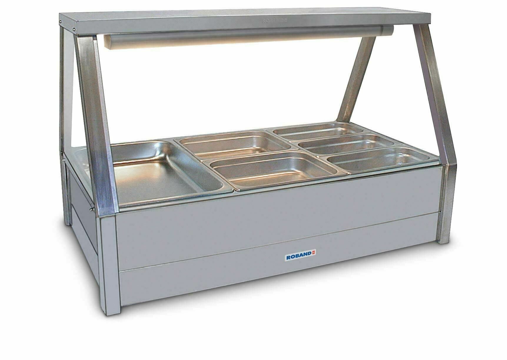 Roband Straight Glass Hot Food Display Bar, 6 pans double row - E23