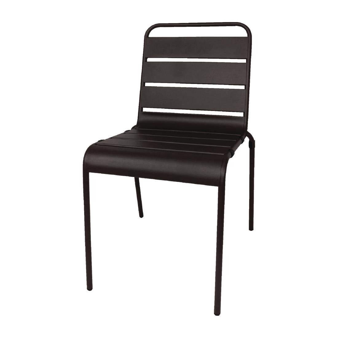 Bolero Black Slatted Steel Side Chairs (Pack of 4) - CS728