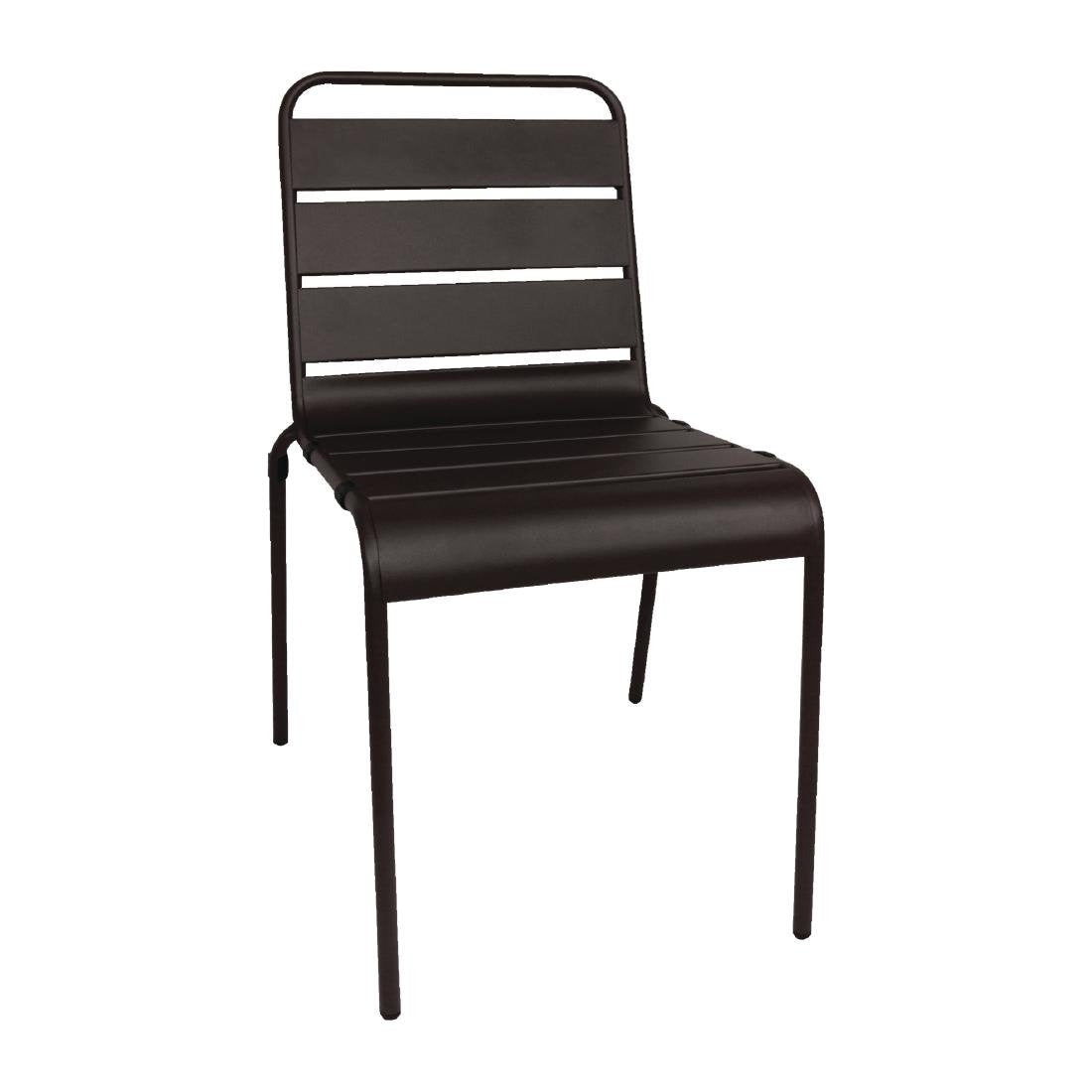 Bolero Black Slatted Steel Side Chairs (Pack of 4) - CS728