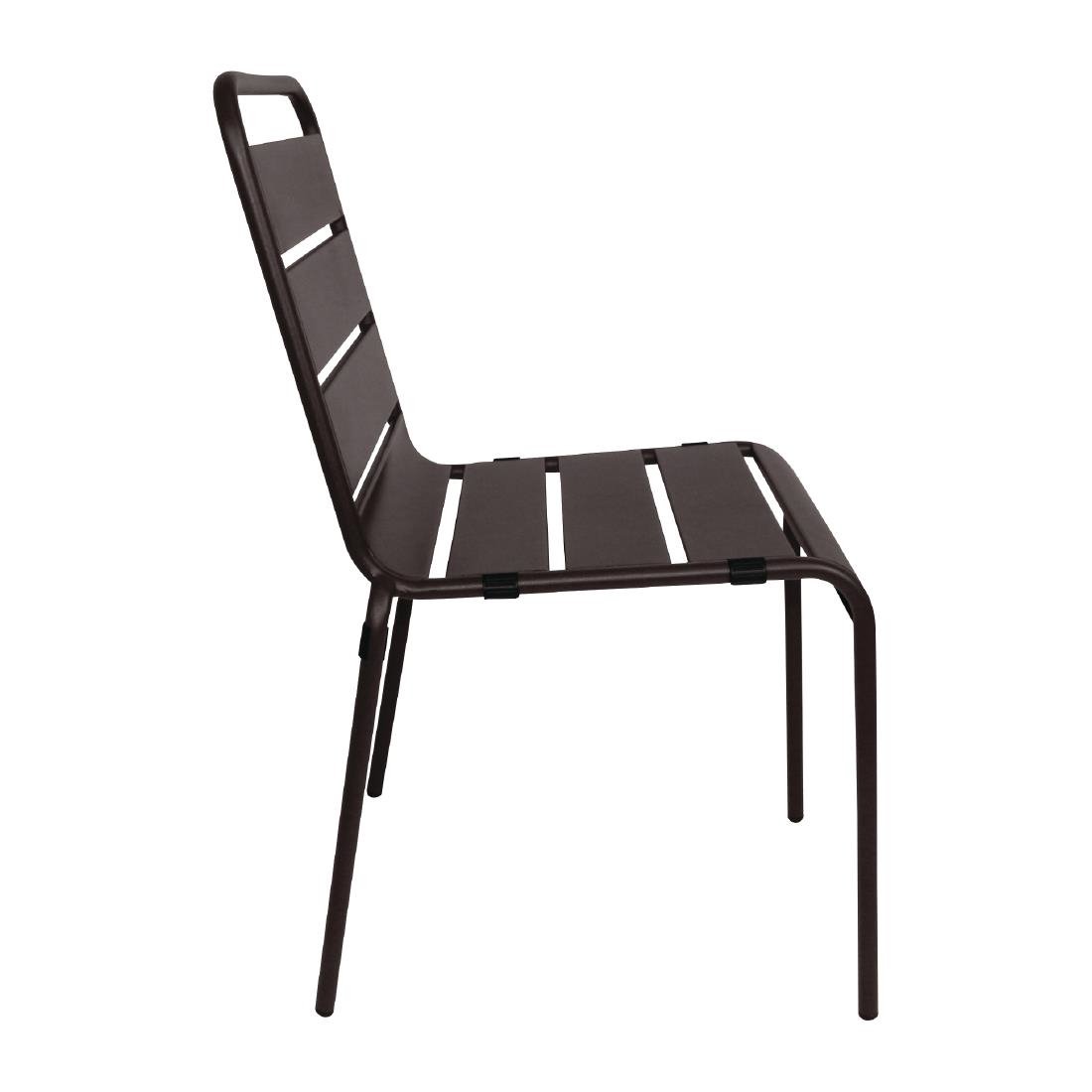 Bolero Black Slatted Steel Side Chairs (Pack of 4) - CS728