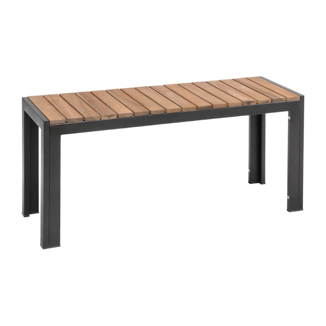 Bolero Rectangular Steel and Acacia Benches 1000mm (Pack of 2) - DS154