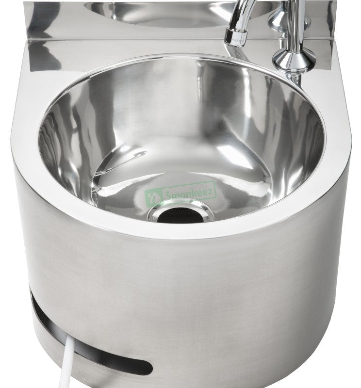 Hands Free Knee Operated Stainless Steel Time Flow Basin -with Thermostatic mixing valve - AB-KNEEHBTMV-TF