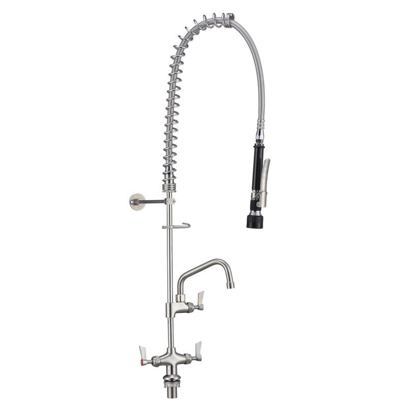 Stainless Steel Dual Bench Mounted Pre Rinse Unit With 6" Pot Filler - T-3M53015
