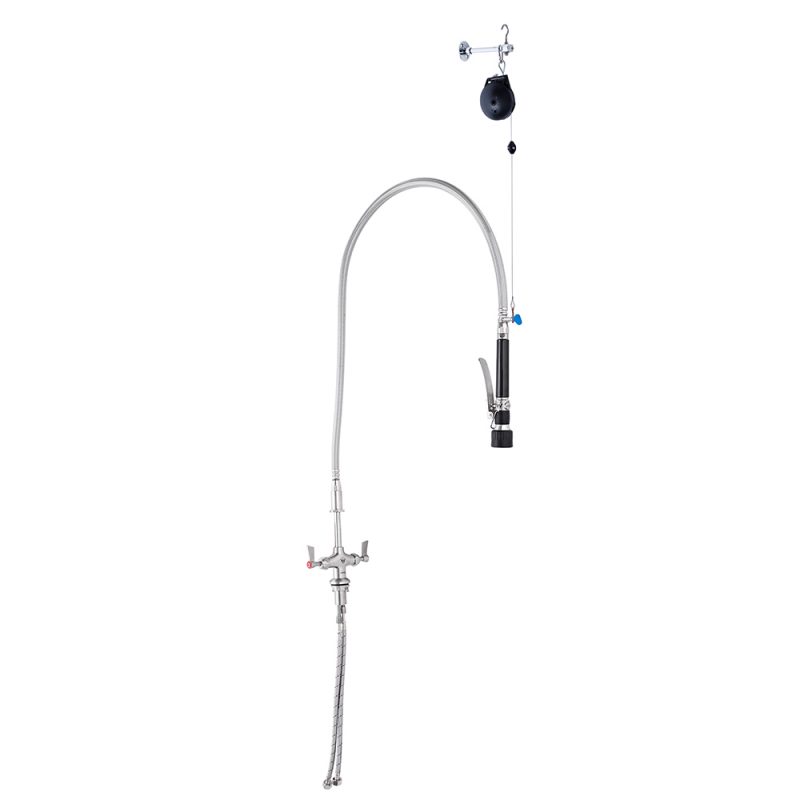 Stainless Steel Line Retractor Dual Hob Mounted Pre Rinse Unit - T-3M53500