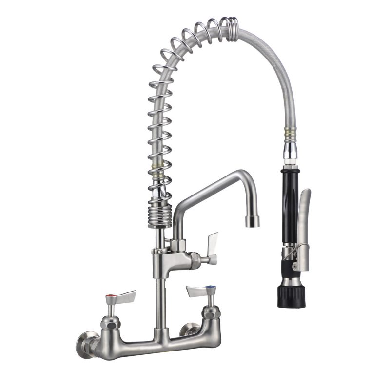 Compact Stainless Steel Exposed Wall Mounted Pre Rinse Unit With 12"Pot Filler - T-3M53473-C