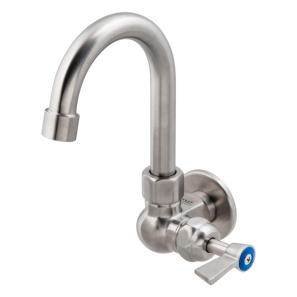 Stainless Steel Single Wall Mount Body with Single Control and 7" Gooseneck Swivel Spout - T-3MSWG07