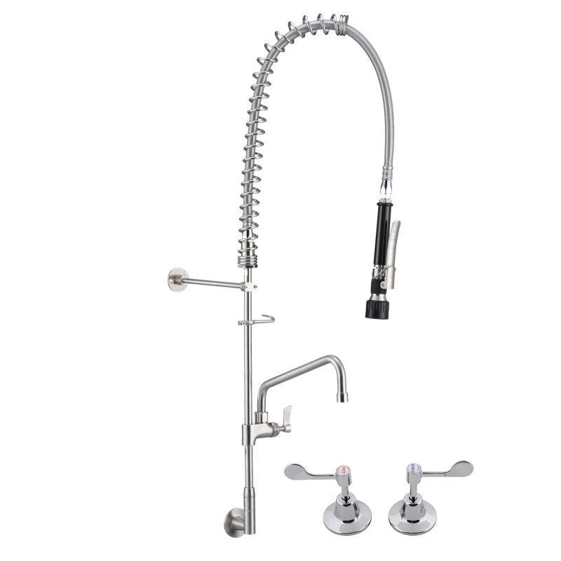 Stainless Steel Wall Stops And Elbow Pre Rinse Unit With 12" Pot Filler - T-3M53822