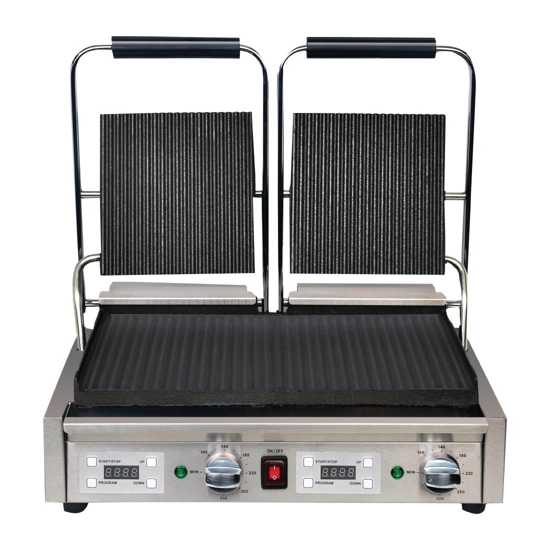 Apuro Double Contact Grill Ribbed Top Plates with Timer - FC385-A