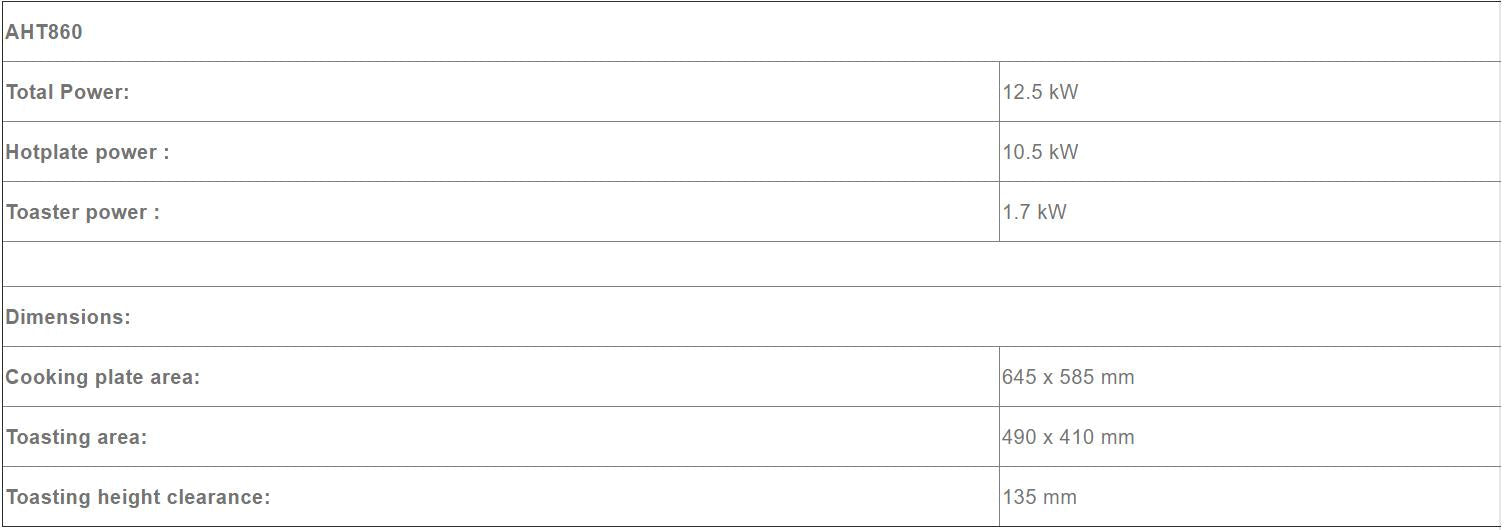 Austheat Freestanding Hotplate/Grill - AHT860