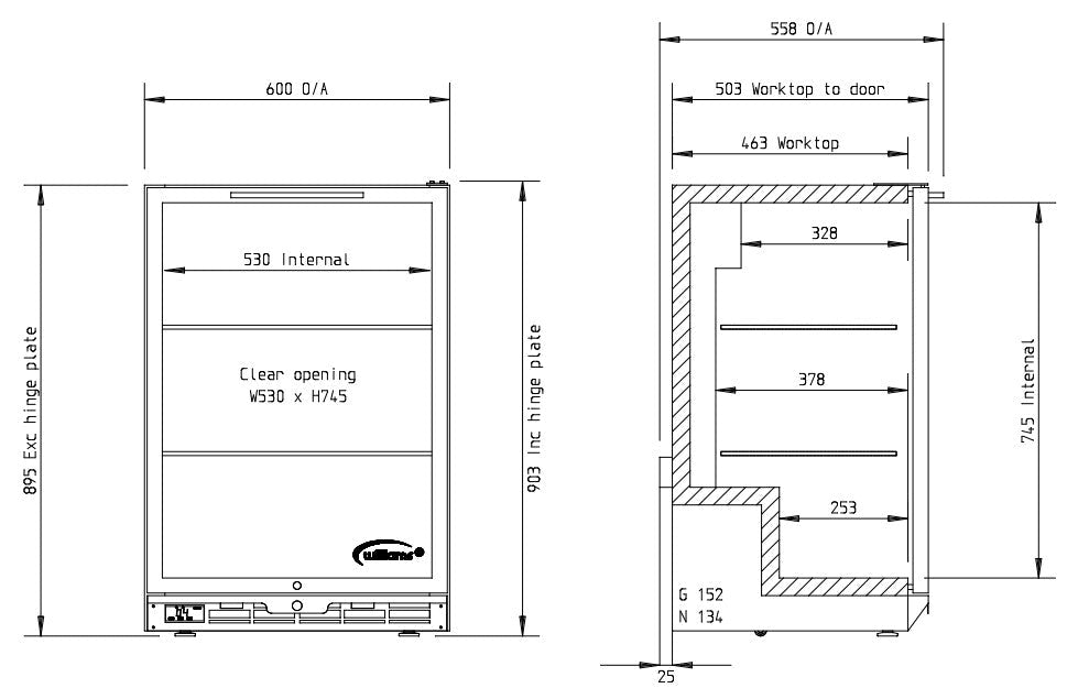 Williams Bottle Cooler - One Door Stainless Steel Bottle Cooler BC1SS