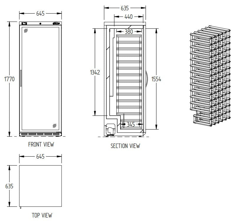 Williams Wine Cabinet - One Door Black Upright Wine Display Refrigerator BC95W-DR