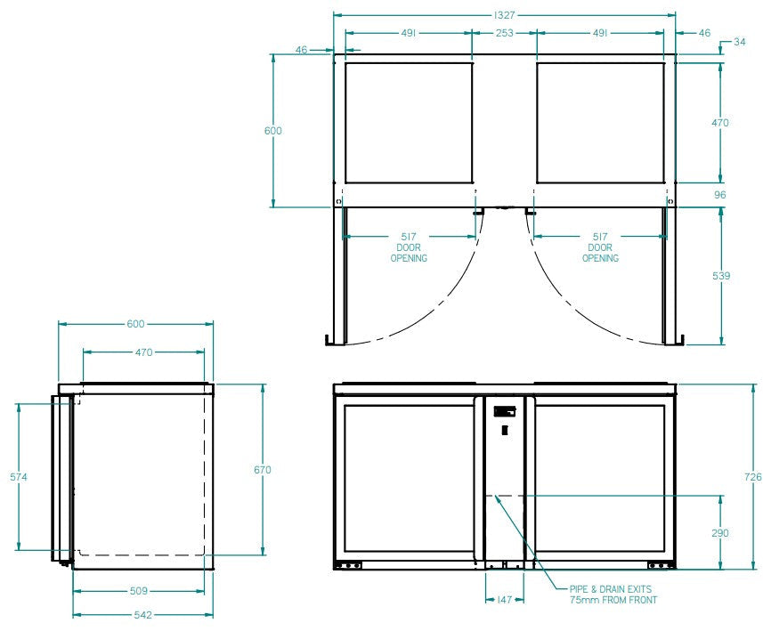 Williams Glass Chiller - Two Door Remote Glass Chiller With Two Shelves GC2RGD