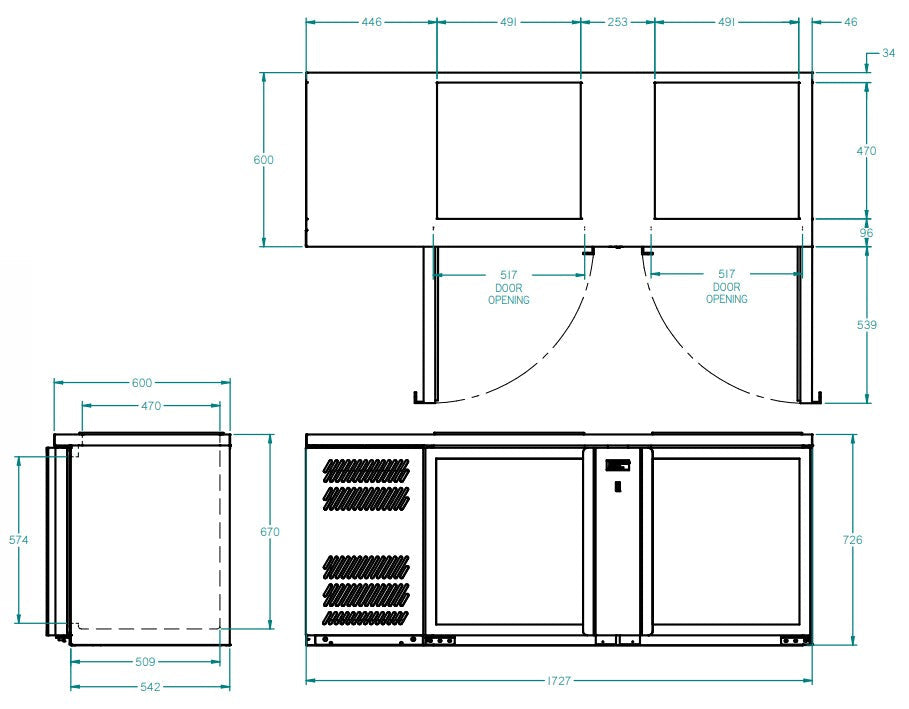 Williams Glass Chiller - Two Door Spring Loaded Glass Chiller - 500 x 500 baskets GC25UGDSL