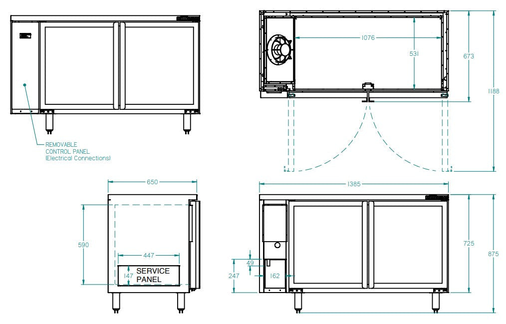 Williams Boronia - Two Door Black Colorbond Remote Back Bar Counter Display Refrigerator HB2RGB