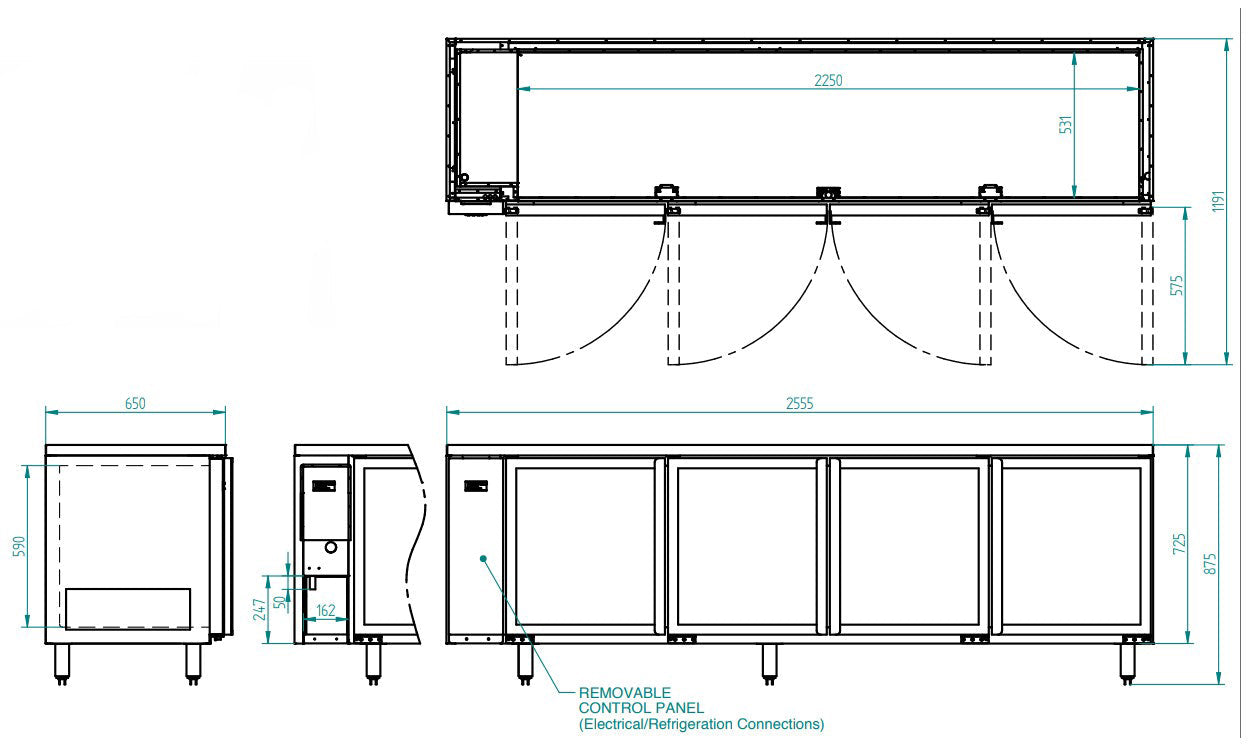Williams Boronia - Four Door Stainless Steel Remote Back Bar Counter Display Refrigerator HB4RGS