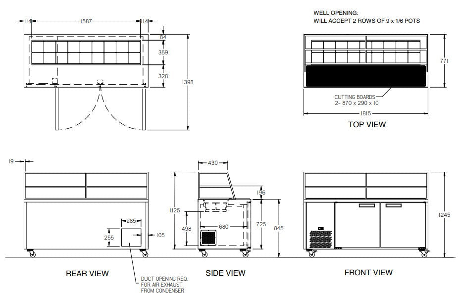 Williams Jade Sandwich - Two Door White Colorbond Prep Counter Refrigerator With Blown Air Well HJ2SCBA