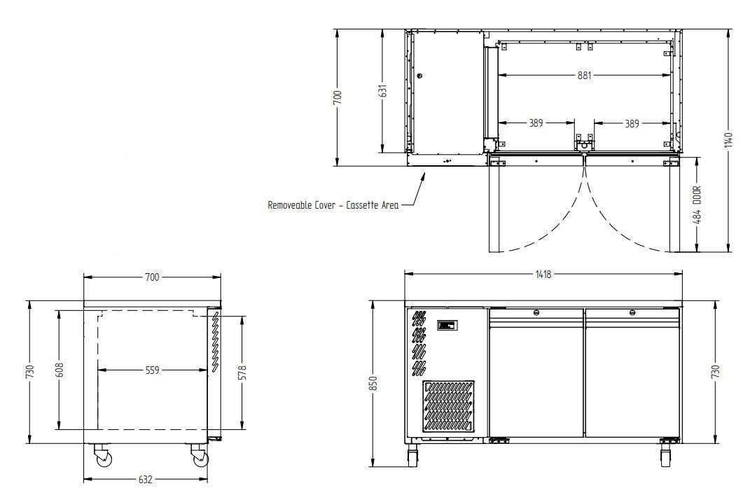 Williams Opal - Two Door Stainless Steel Under Counter Refrigerator With Blown Air Well HO2USSBA