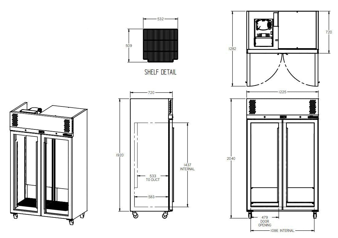 Williams Pearl - Two Door White Colorbond Upright Display Refrigerator HP2GWHC
