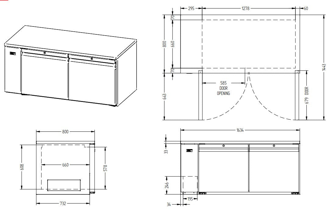 Williams Emerald - Two Door Stainless Steel Remote Under Counter Storage Freezer LE2RSS