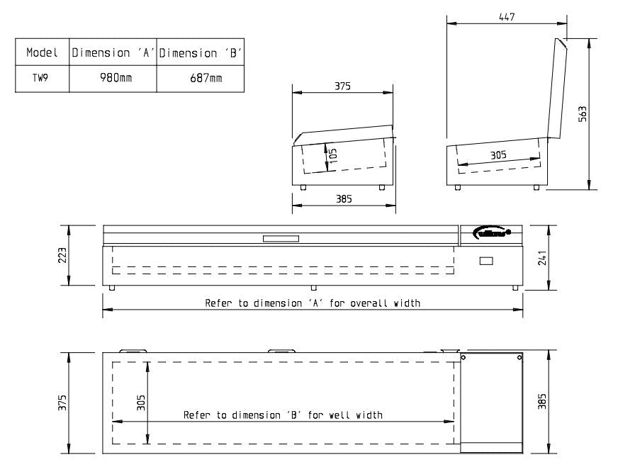 Williams Thermowell - Four Pan Counter Top Refrigerated Well TW9