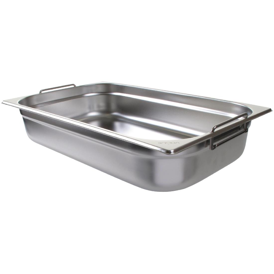 Vogue Stainless Steel 1/1 Gastronorm Pan with Handles 100mm - CB179-A