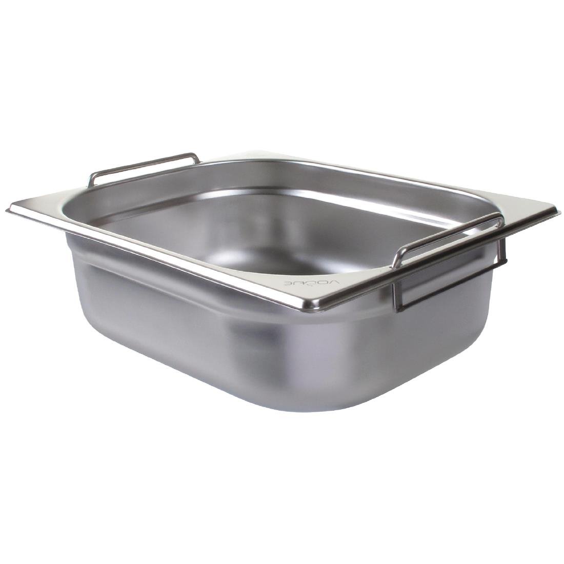 Vogue Stainless Steel 1/2 Gastronorm Tray with Handles 100mm - CB183-A