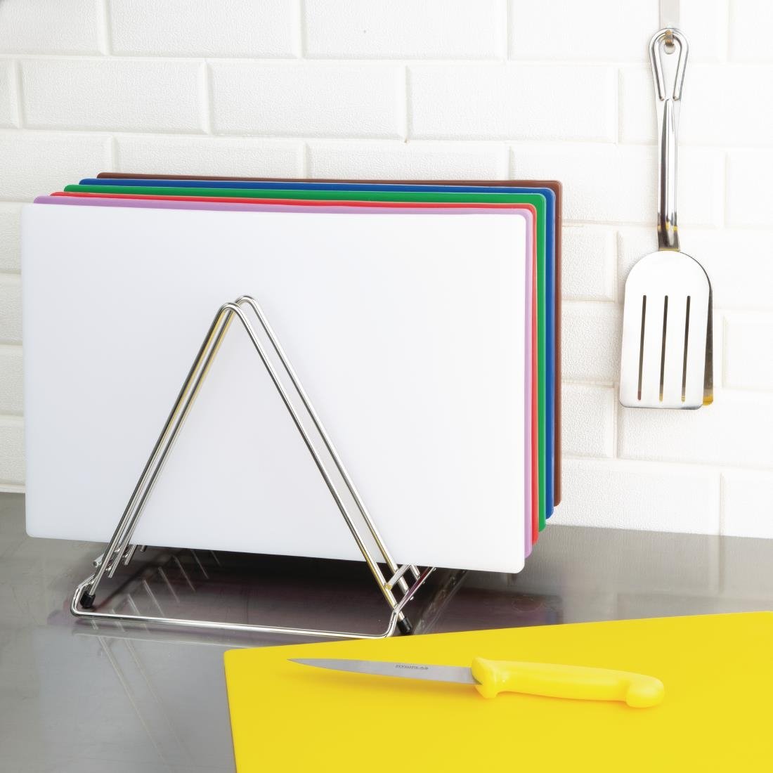 Hygiplas Heavy Duty Chopping Board Rack St/St - 7 Slots - CH052