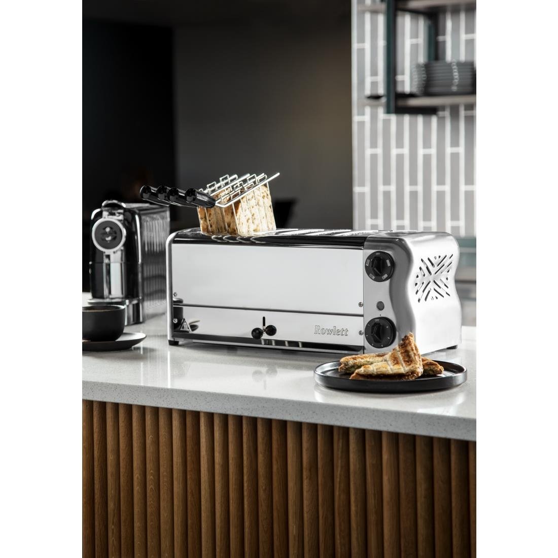Rowlett Esprit 6 Slot Toaster Chrome with Elements & Sandwich Cage - CH185-A