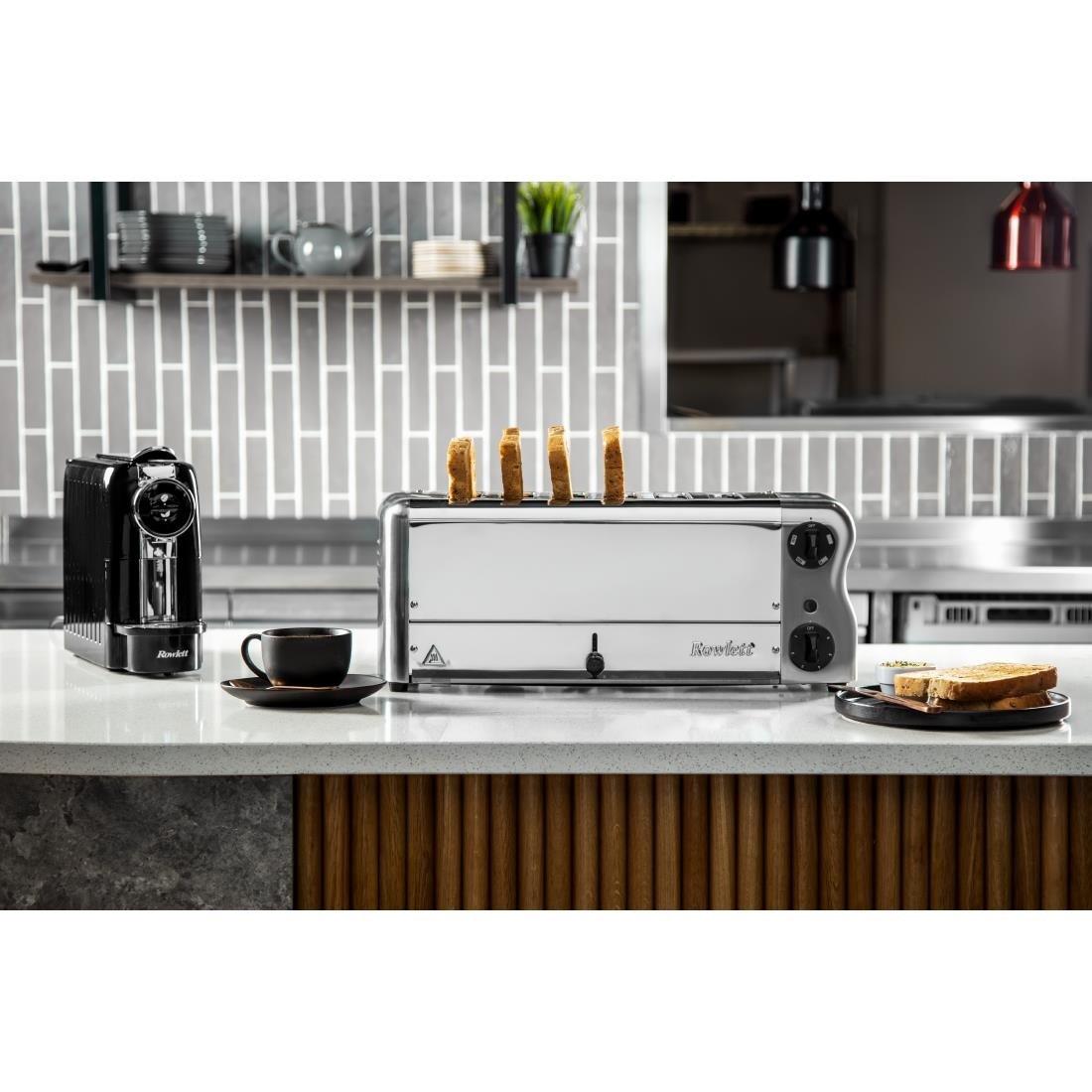 Rowlett Esprit 6 Slot Toaster Chrome with Elements & Sandwich Cage - CH185-A