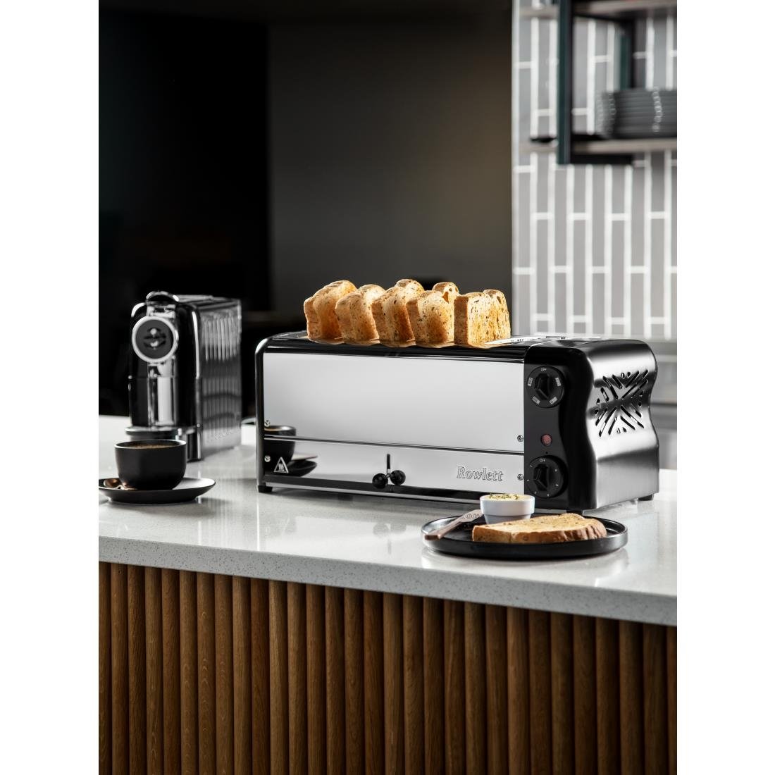 Rowlett Esprit 6 Slot Toaster Jet Black with Elements & Sandwich Cage - CH187-A
